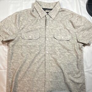 Kenneth Cole Reaction Men's Gray White Geometric Short Sleeve Button-Up Shirt L